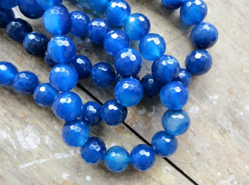 2 strands --Blue Fire Agate 12mm Faceted Round Designer Beads-- 33pcs Full Strand