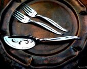 LOVE SWEET LOVE - Wedding Cake Server  and Bridal Fork Pair - Original Design by Sycamore Hill - Organically Upcycled Vintage Silverware