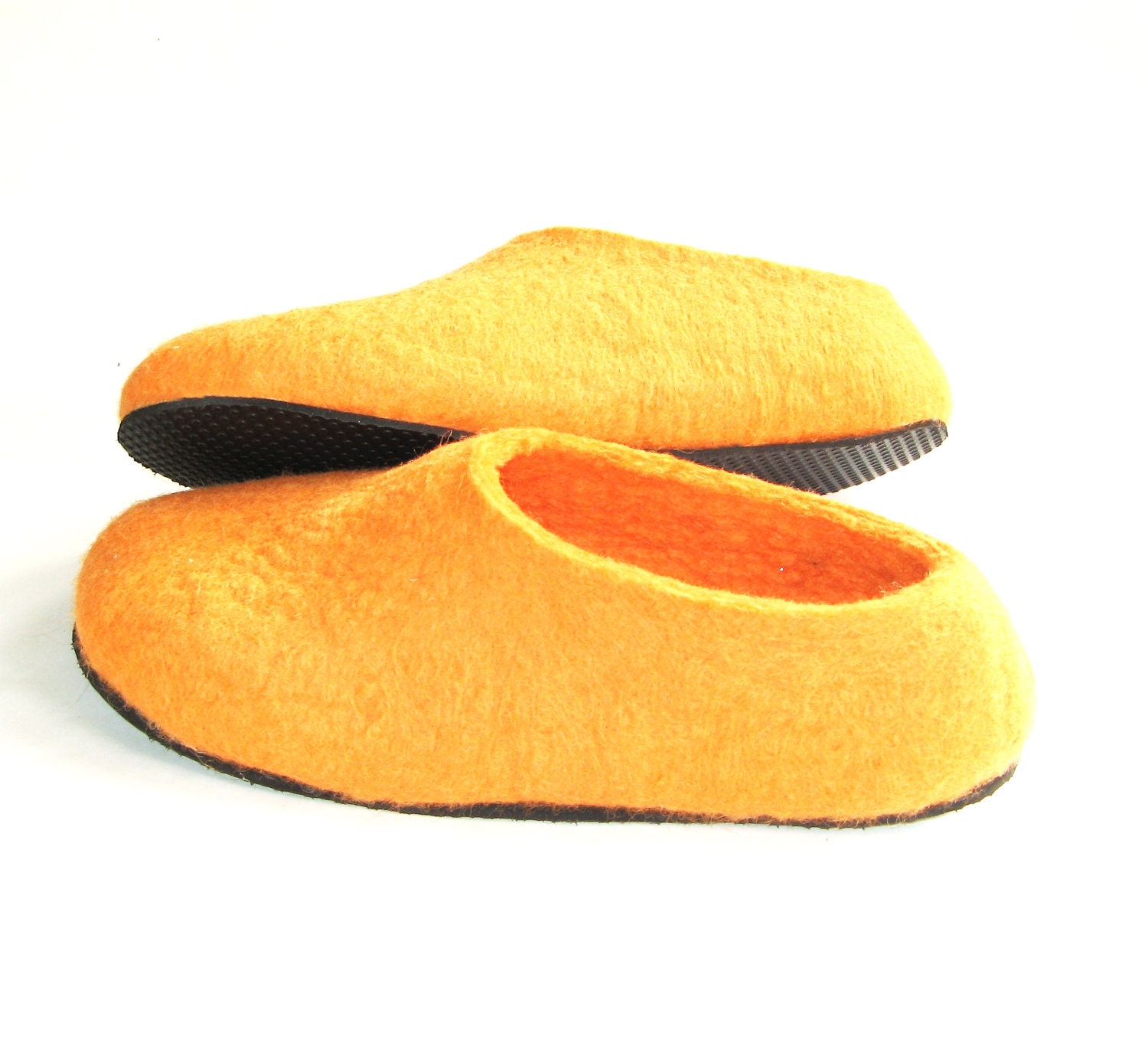 Black Sole Felted Wool Shoes Orange Tangerine. Non Slip. Indoors Outdoors. Women's sizes. Front Page of Etsy
