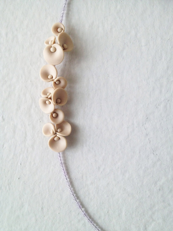 modern romantic flower necklace - minimal avant garde jewellry - nO.196 ''calla lilies between amethyst''
