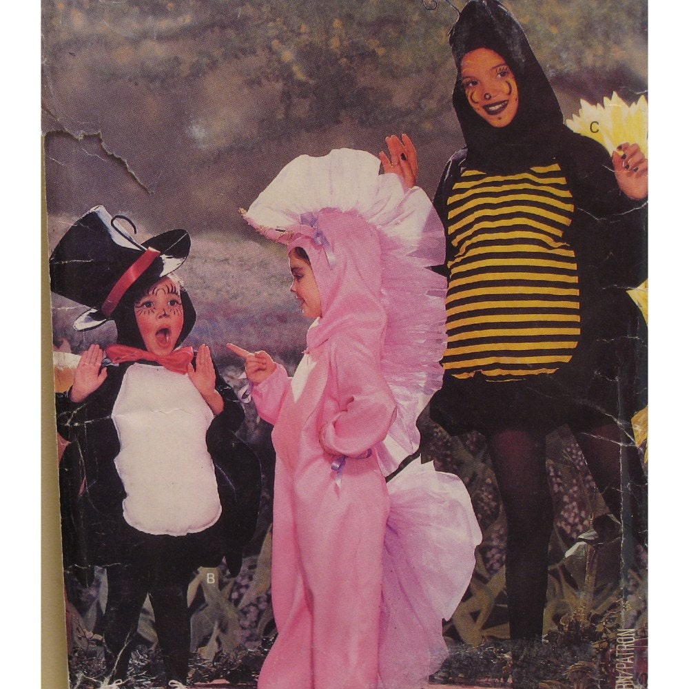 Childrens Unicorn, Spider, Bee Costume Pattern, Whimsical, Vintage Butterick No. 6848 Size S M (4-7)