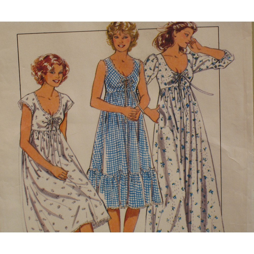 Maternity Night Gown Lace Up Front, Plus Size, Two Lengths, Style No. 3869 UNCUT Size Large (18-20)