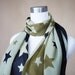 Star print scarf two tone chiffon scarf black olive star print scarf
