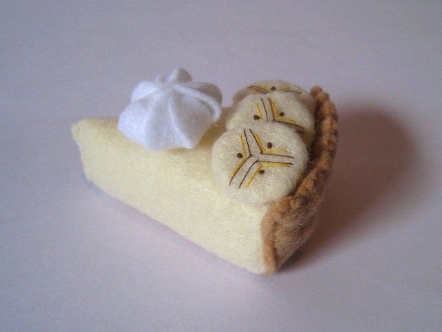 Felt food banana cream pie set eco friendly children's play food for toy kitchen