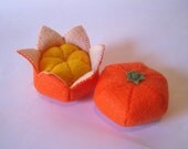 Felt food Tangerine set eco friendly childrens pretend play food for toy kitchen