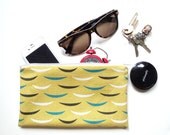 Mustard Teal Brown White Autumn Fall Skiff Boat Zippered Pouch