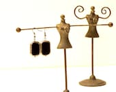 50% off - Black Glass Drop Earrings, Pewter Dangle Hooks, Boho Modern Style