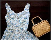 1950s dress / 50s dress / floral dress / xs dress