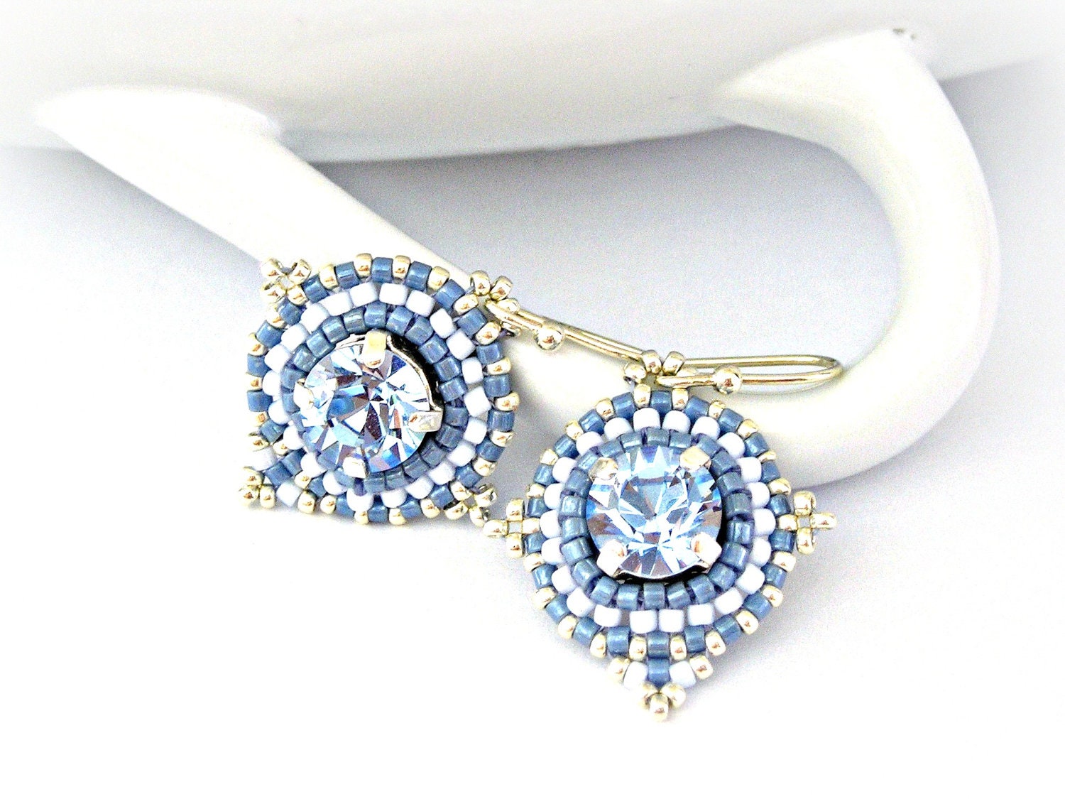 Monaco blue beaded earrings