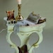 Dolls house miniature Ladies Filled Hall table.... just back from the Opera.....