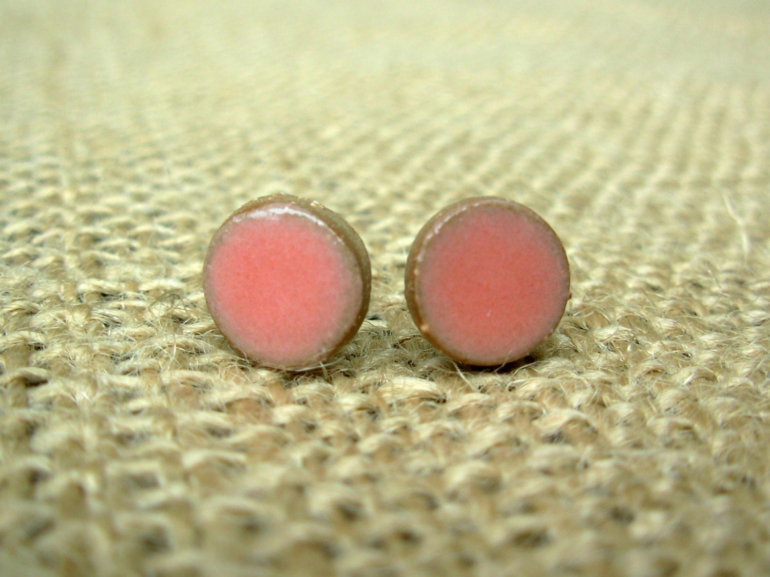 Pottery Post Earrings- Peach Pink