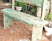 PARK BENCH of a Different Color - Distressed TURQUOISE Option - ( Low Price - Ez Ship Rate )- 42'' Sit-n-Relax Bench - C Details