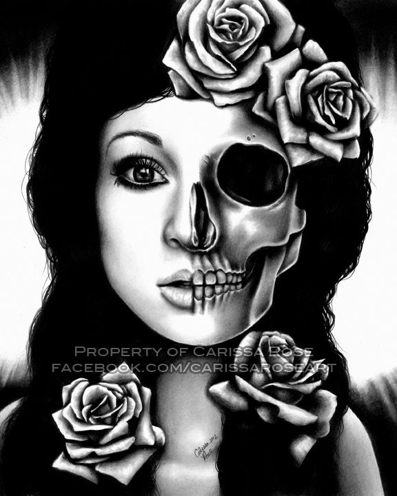 8x10 Art Print - In A Trance - Black and White Horror Portrait By Carissa Rose
