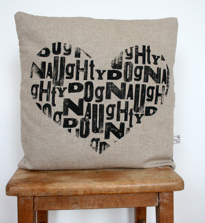 Naughty Dog heart cushion