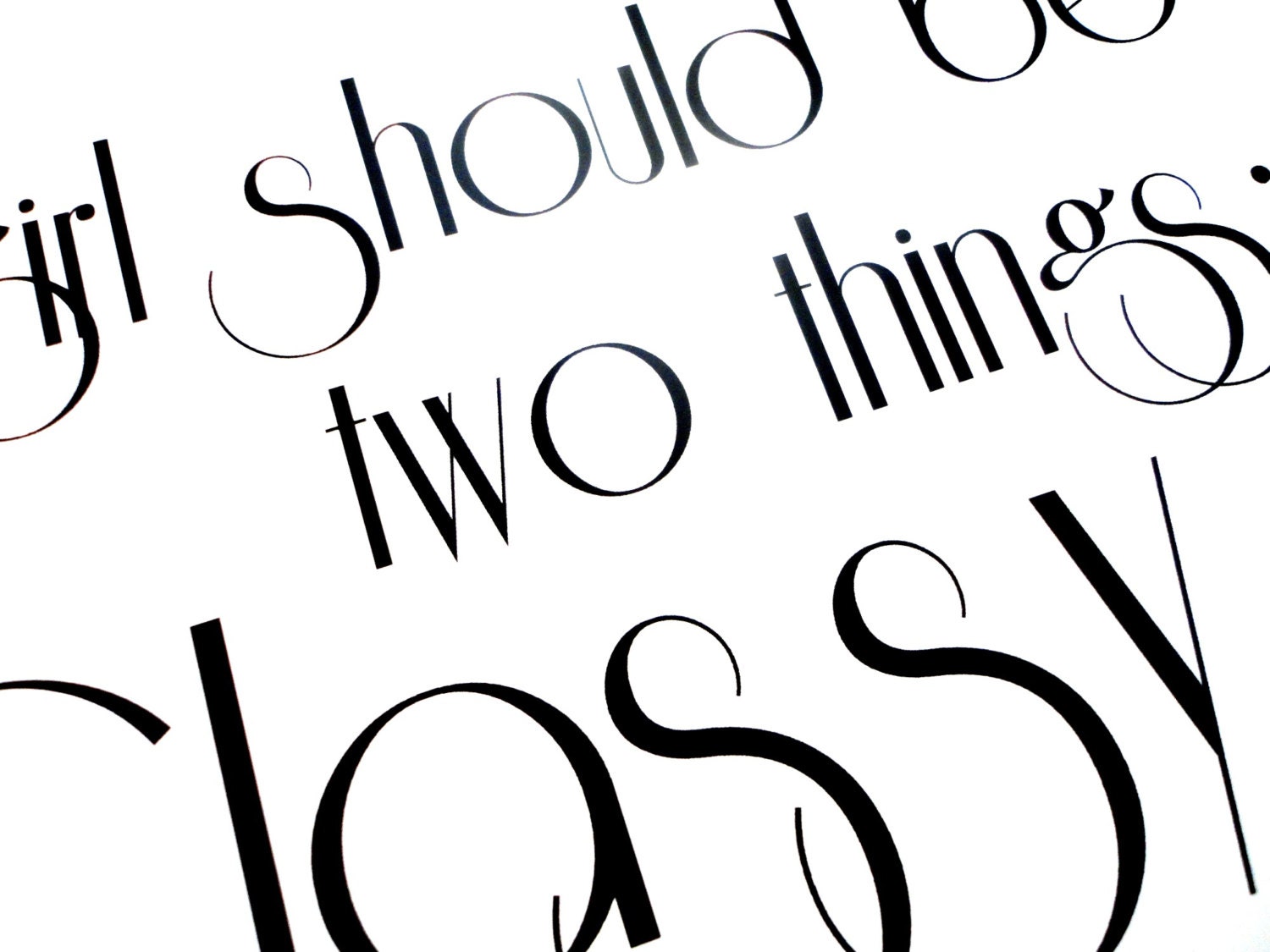 Coco Chanel Classy and Fabulous Quote Print - A4 Black and White Print