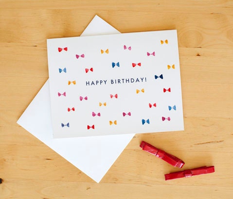 birthday bow greeting card // one pc
