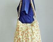 NEW- Large Canvas Sling Bag with Adjustable Strap in Orange Floral Prints (Ready to Ship)