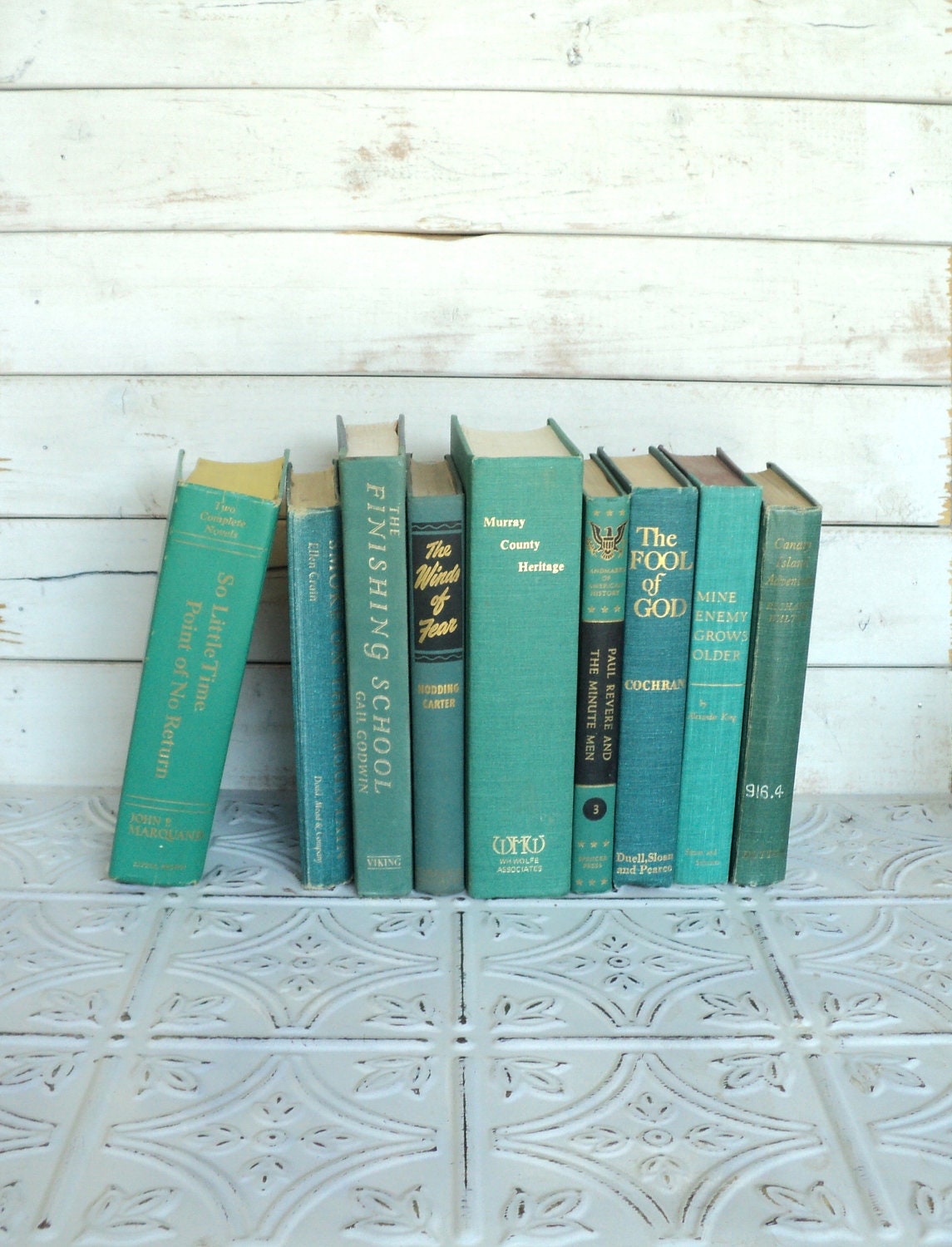 Ocean Books Instant Library Collection Decorative Books Photography Props Turquoise Books by the Foot Teal Green Aqua Blue
