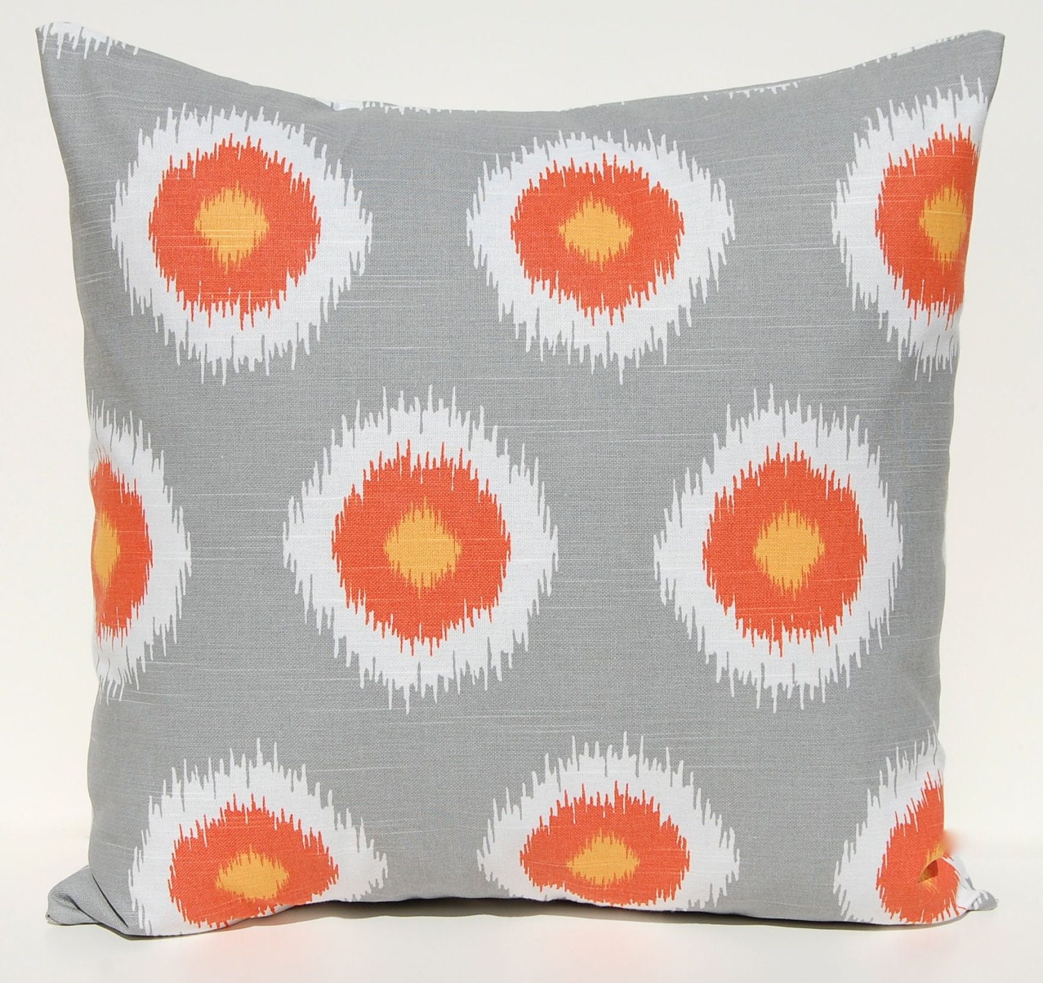 MEMORIAL DAY SALE Orange Pillows Decorative Throw Pillow Covers Cushion Covers 20 x 20 Inches Orange and Gray Ikat Dots