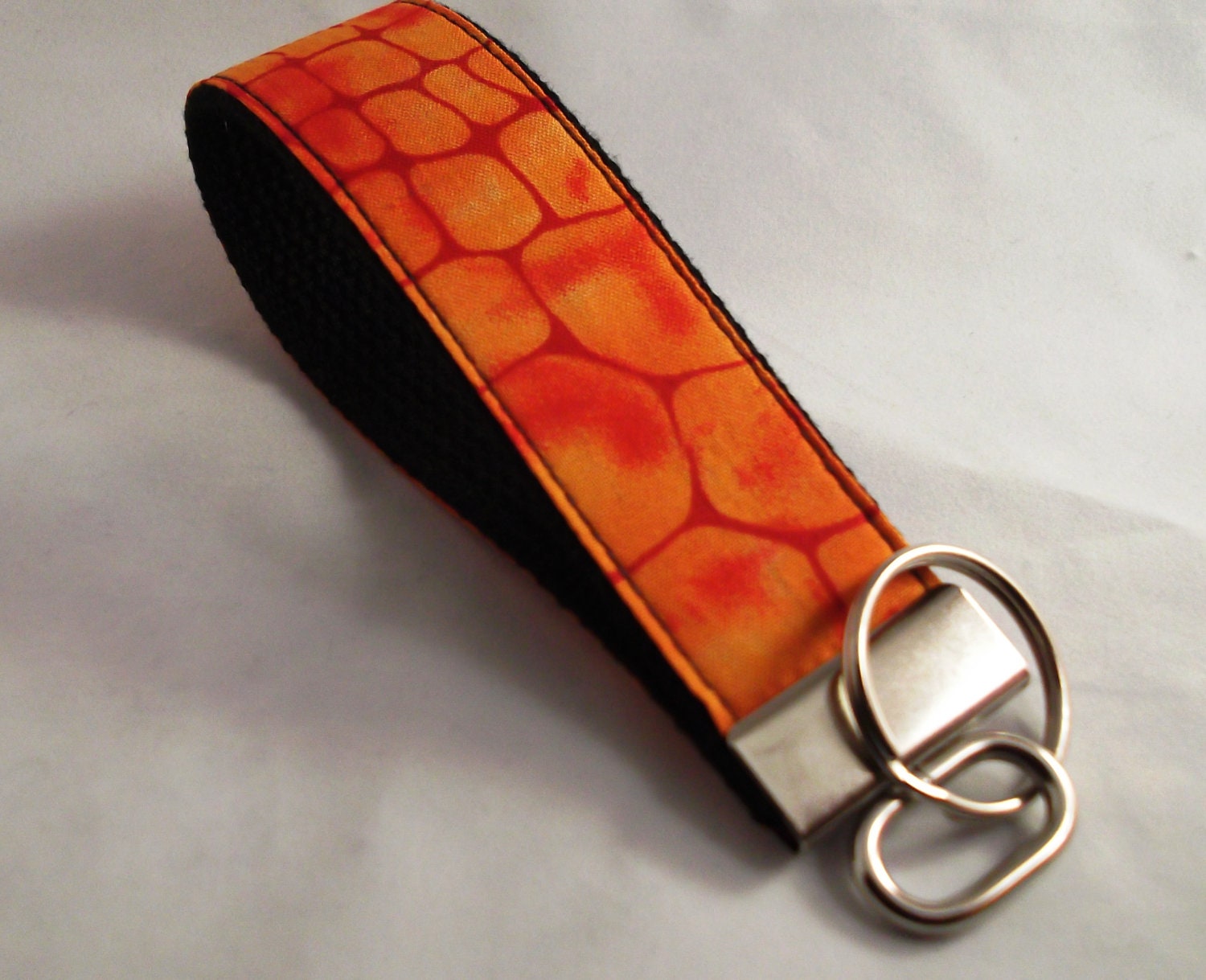 Wristlet Key Chain Key Fob - Orange Cobblestone Giraffe