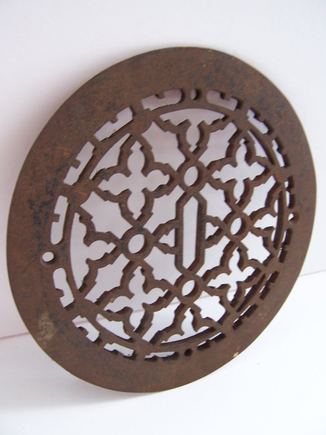 Round Vintage Cast Iron Heat Grate - Architectural Salvage