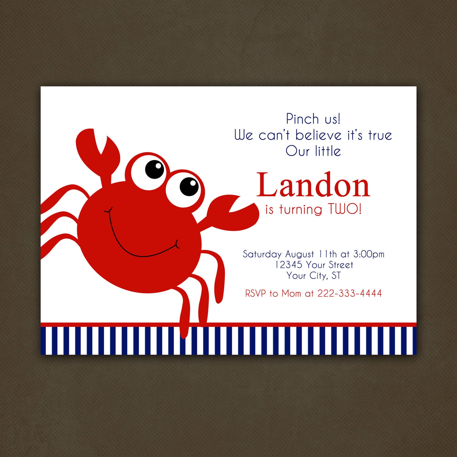 An Invitation From A Crab Crab Birthday Party Invitations Digital File by PinkSkyPrintables