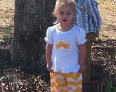 Yellow Chevron Outfit With Applique with Name on Shirt