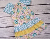 Girls Triple Ruffled Peasant Dress in Seaside Collection