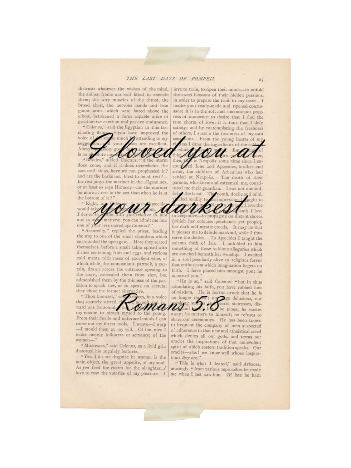 love quote bible verse - I Loved You at Your Darkest Romans 5:8 - dictionary print art decor