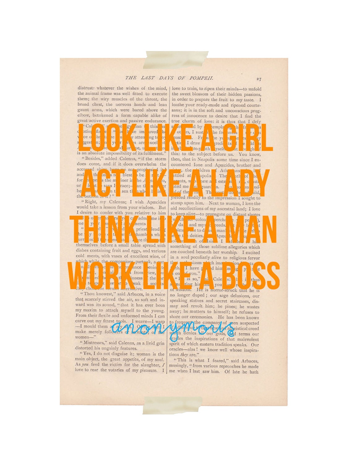 dictionary art print page ACT like a LADY Think Like a MAN print - book page print motivational inspirational