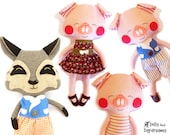 Three Little Pigs and the Big Bad Wolf Sewing Pattern PDF e book play set