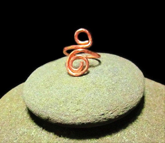 Hammered Copper Curls Ring Size 7