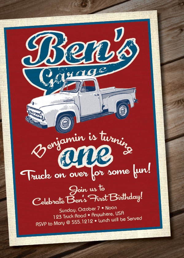 DIY Printable Vintage Truck Birthday Party Invitation or Baby Shower Invitation Il_170x135