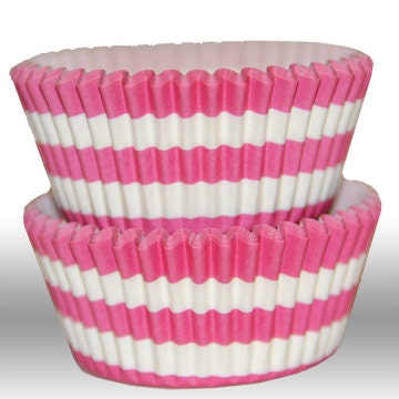 Rugby Stripe Pink GREASEPROOF Baking Cups Cupcake Liners - Quantity 50 Il_570xn