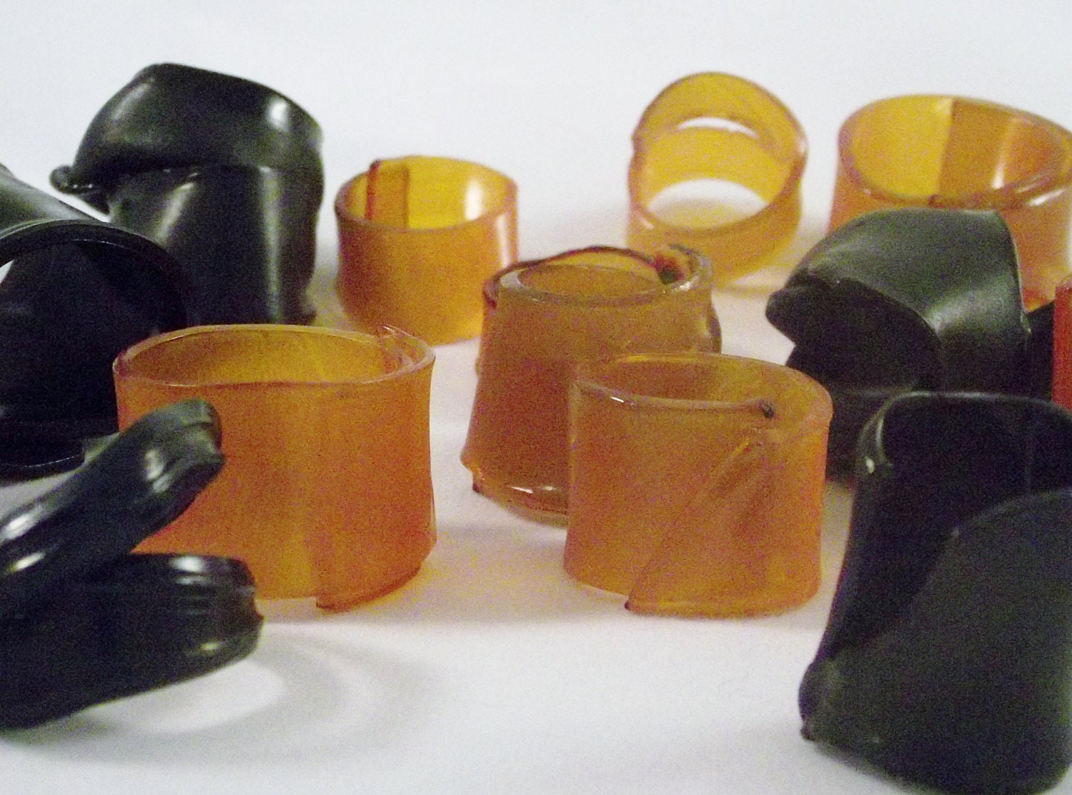 Retro Black or Orange Record Ring Lot Wholesale 10 Rings Gothic Boho Women Men Hipster Upcycled Recycled Jewelry  Vintage Variety Size
