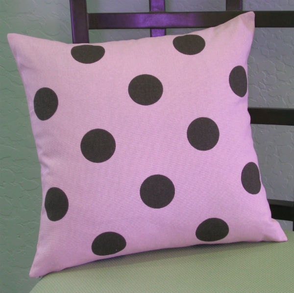 Chocolate Brown Dot on Malt Pink Throw Pillow Cover - 14 inch