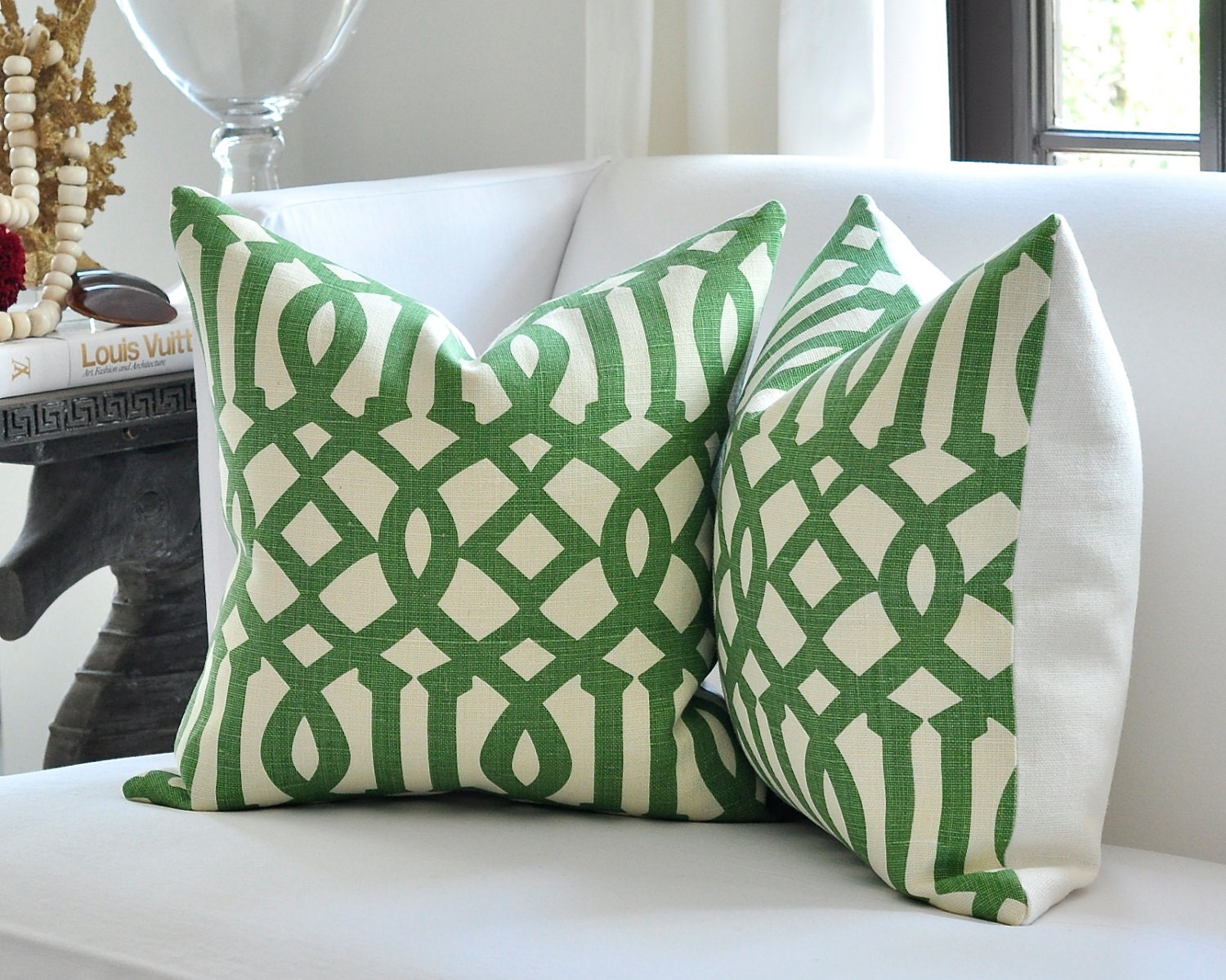 ANNIVERSARY SALE - 20"sq. Imperial Trellis pillow cover in Treillage