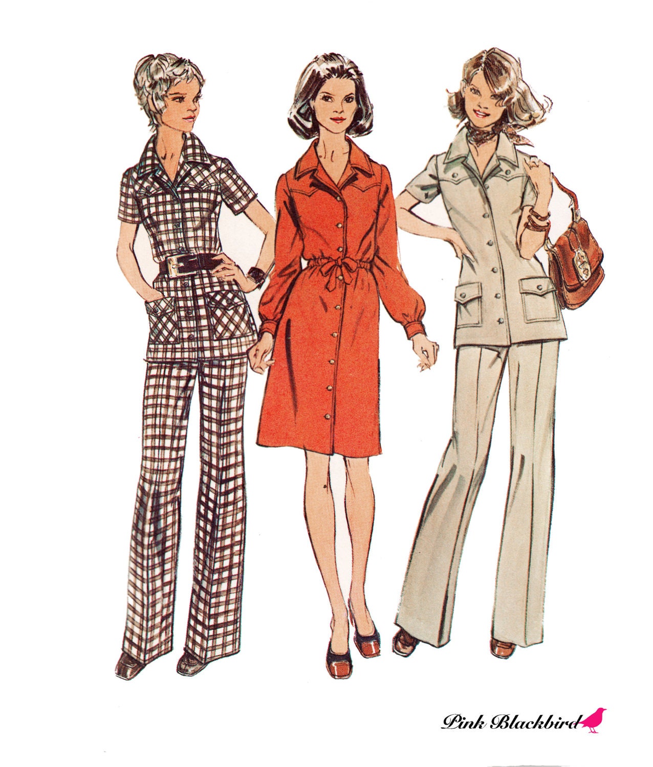 1970s Dress Vintage Pattern - UNCUT and FF Simplicity 5735 - Misses Dress or Tunic Sewing Pattern