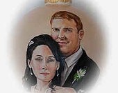 Custom Wedding Portrait Ornaments, Portrait Paintings 4" Glass Ornaments