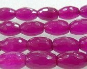 12mm Magenta Pink AGATE Genuine Gemstone Faceted Rice Or Barrel Shaped Beads On Full Strand Jewelry Supplies