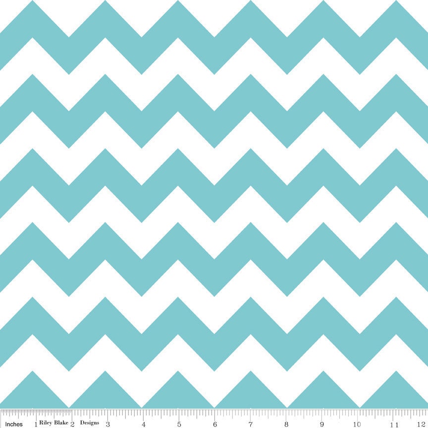 Riley Blake Fabric - 1 Yard of Medium Chevron in Aqua
