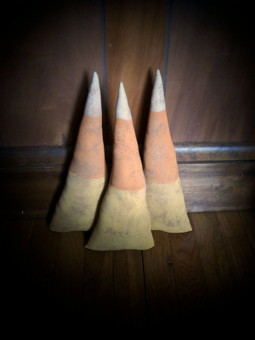 3 X-Large Primitive Halloween Candy Corn Shelf Sitters