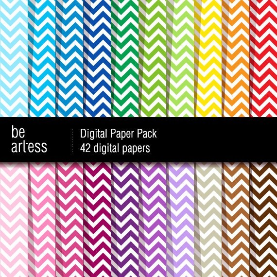 Chevron Digital Paper Pack - 42 chevron papers/ 12x12 inches or 8x11 inches(A4) - RMP0004