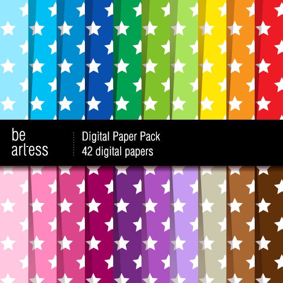 Stars Digital Paper Pack - 42 stars papers/ 12x12 inches or 8x11 inches(A4) - RMP5010