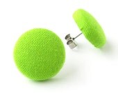 Small stud earrings bright green lime chartreuse apple kiwi cute