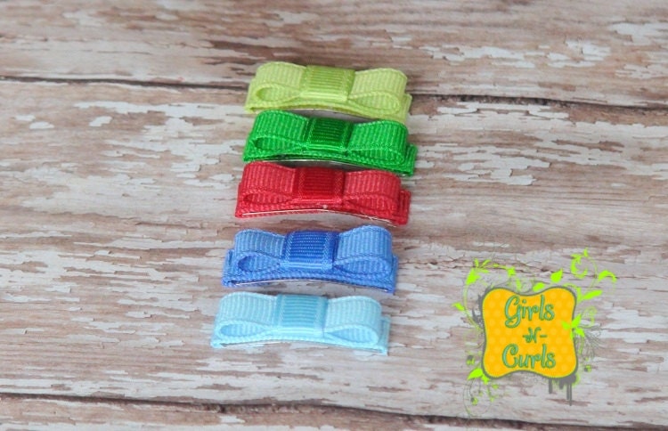Red Green Blue Boutique Style Snap CLIP bow set