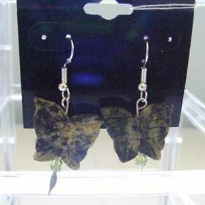 Semiprecious Stone Butterfly Earrings on Paddle Pins