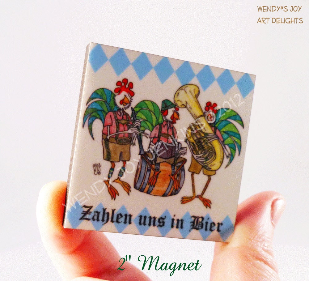 Paid in Beer Magnet German Oompah Band with Funny German Phrase Pay Us In Beer