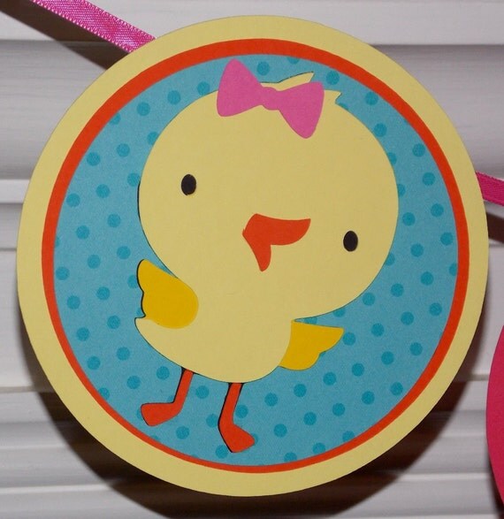 Duck It's A Girl Baby Shower Banner ... READY TO SHIP ... Yellow Blue Pink polka dots baby girl ... adjustable Il_570xn