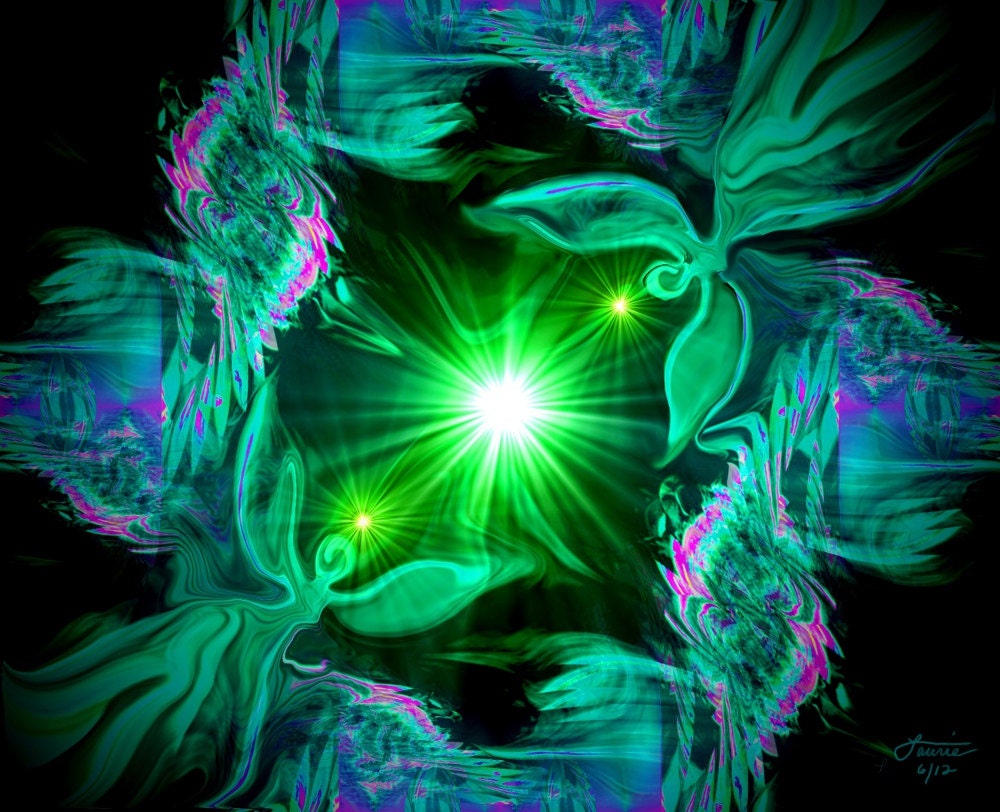 Angel Art Green Wall Decor Heart Chakra Energy Art Chakra Wall Decor 8 x 10 Print